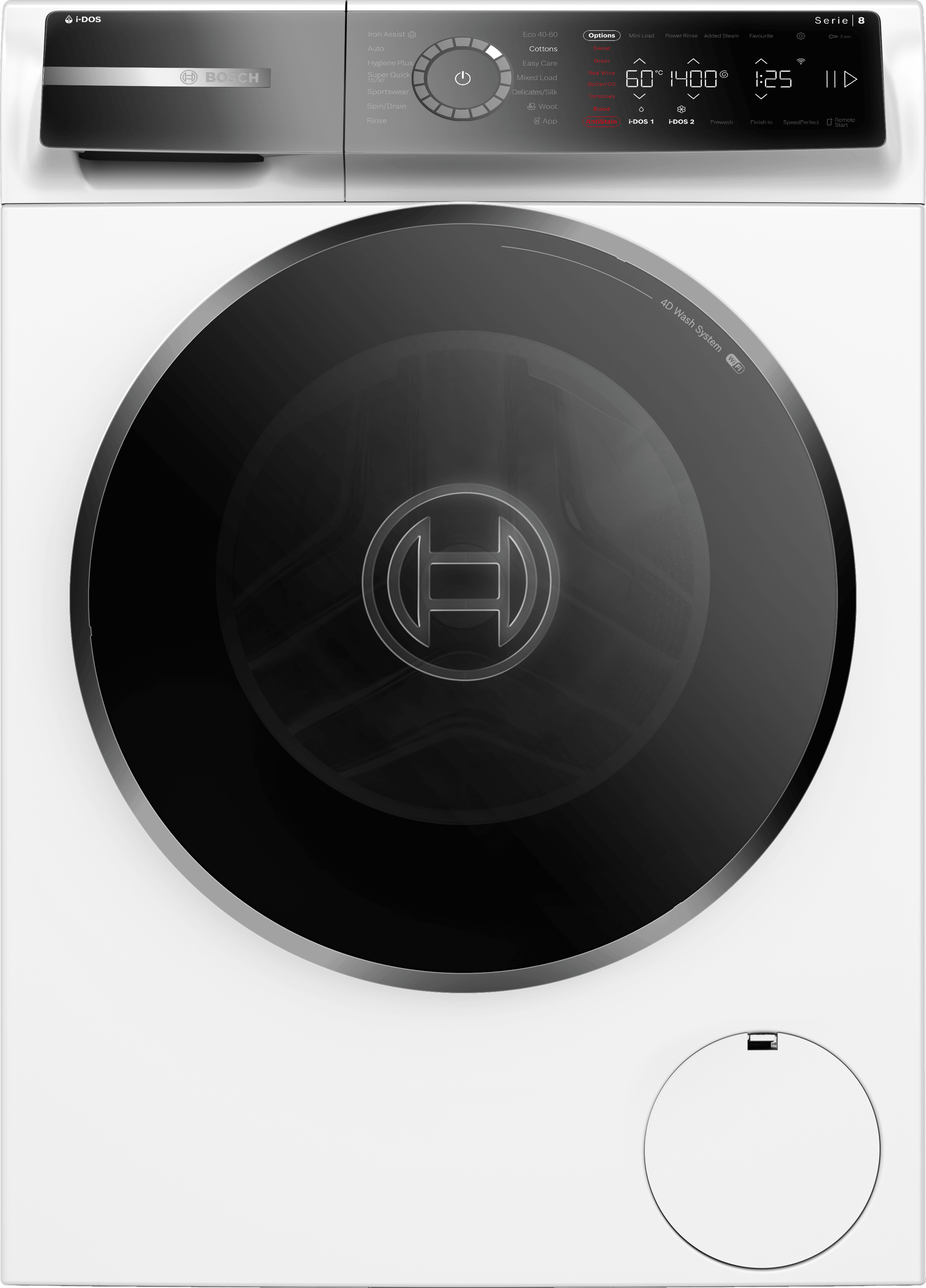 Image of Bosch Series 8 i-Dos WGB256A2GB 10kg WiFi Connected Washing Machine with 1400 rpm - White - A Rated, White